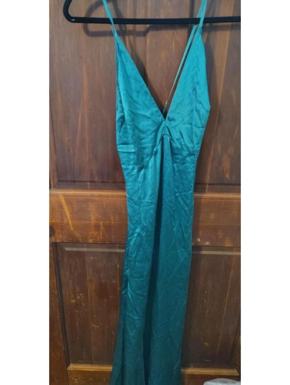 Reformation AMANTE Dress In Jade Size Medium 100% Silk